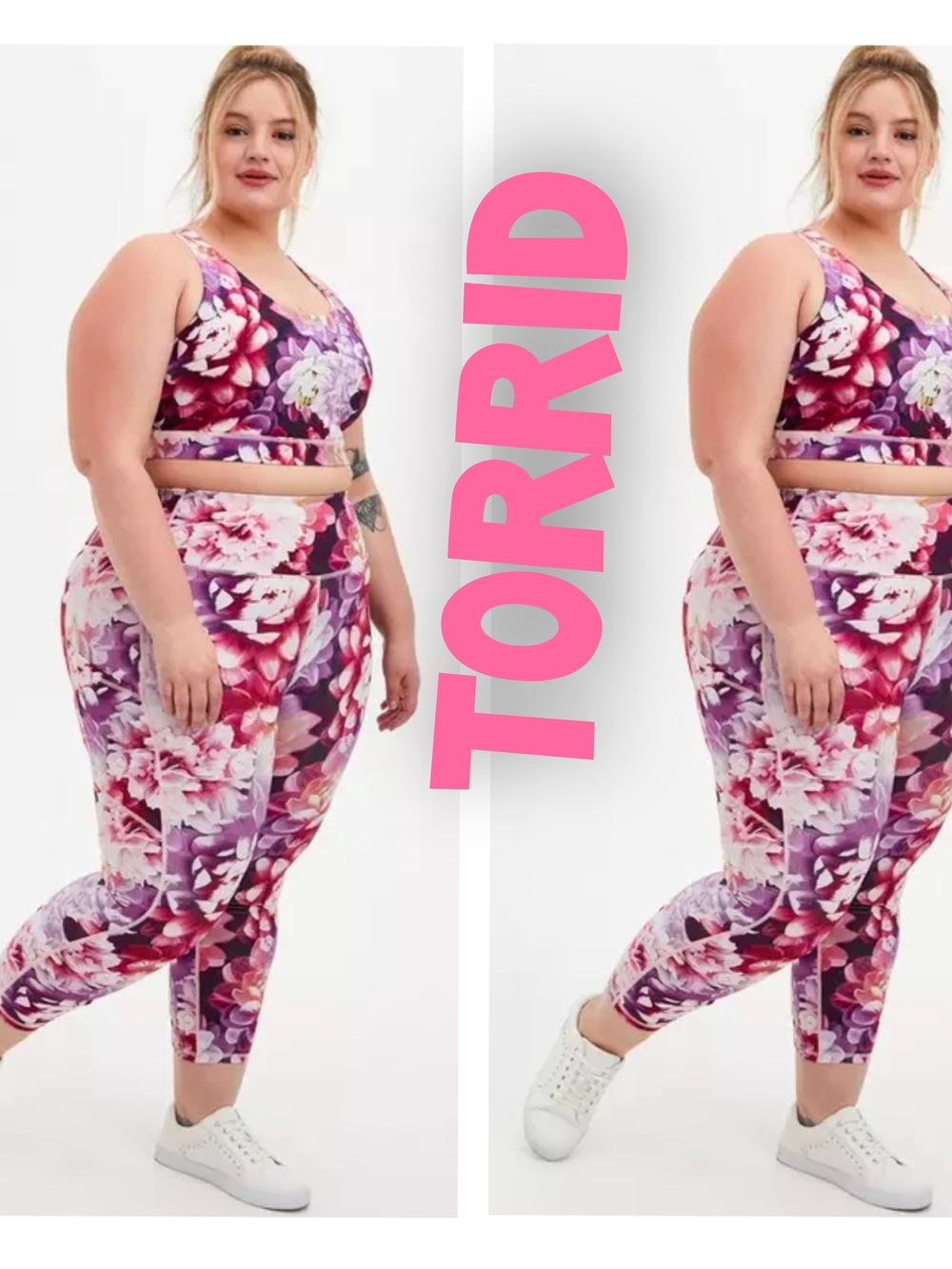 torrid Floral High-Waist Leggings in Purple and Pink